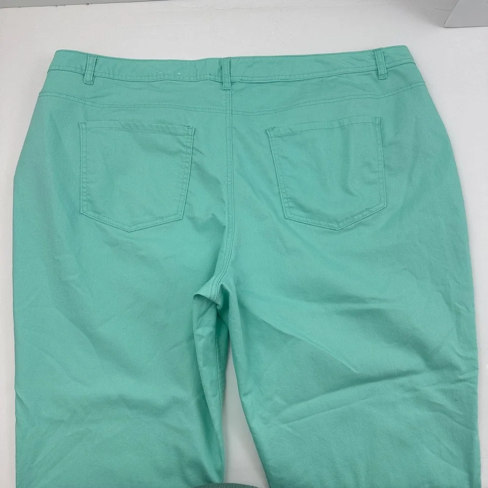 Cato Woman Mint‎ Green Stretch Twill Pants Plus Size 26W Teal 5 Pocket Casual